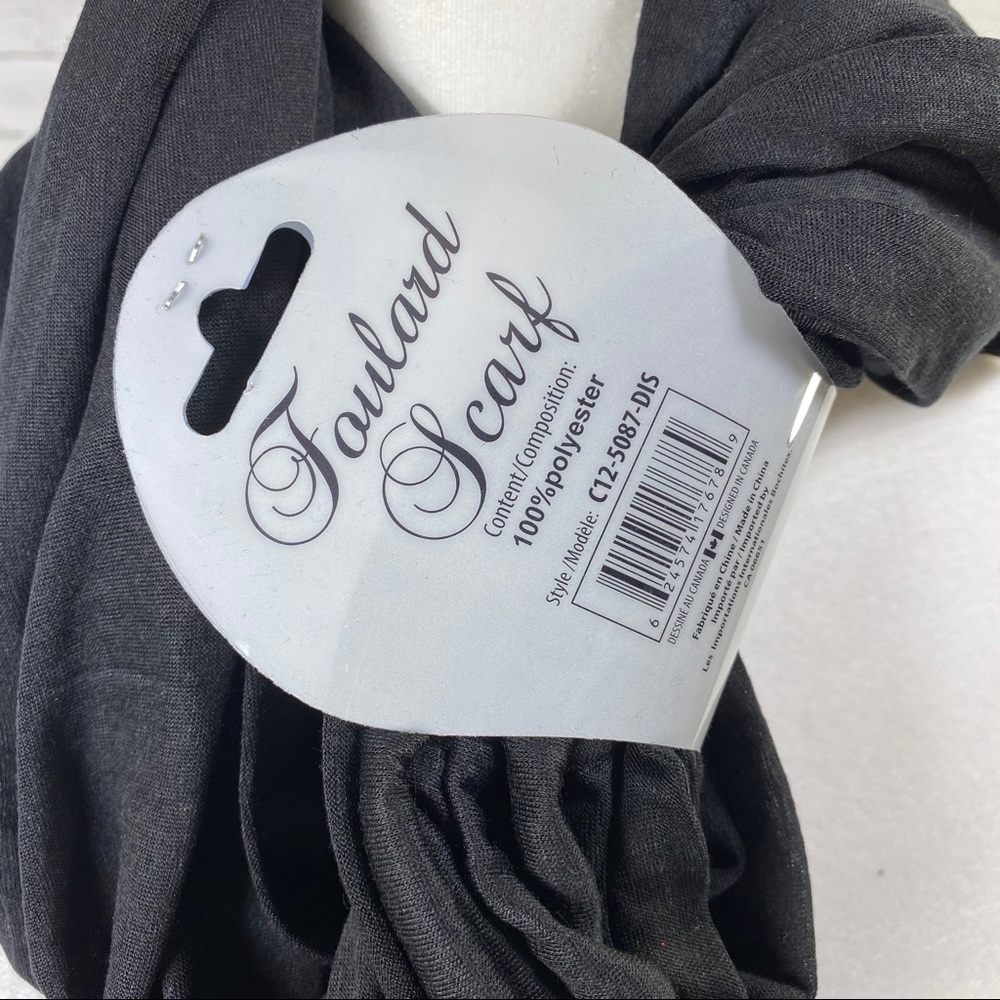 ⭐️SEE NEW LISTING⭐️Hot Steps Black Foulard Scarf - Picture 3 of 6